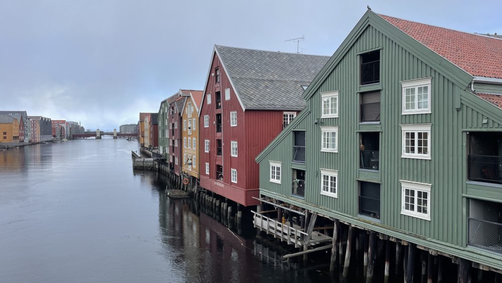 View of houses in Trondheim, Norway. Photo.